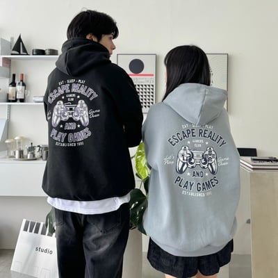 【現貨】復古遊戲搖桿印花刷毛帽T1