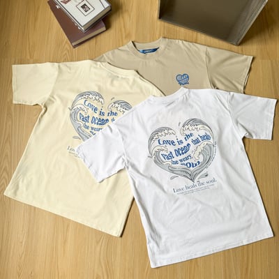 【SORONA® 涼感現貨】heart waves 愛心浪花印花短T11