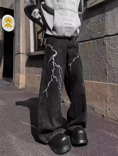 【預購】閃電水洗做舊牛仔褲3