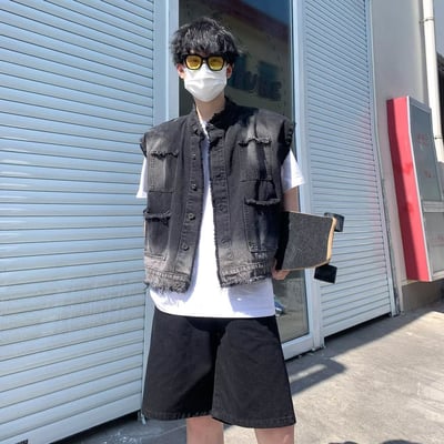 【現貨】水洗工裝牛仔背心3