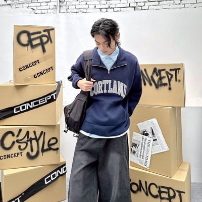 【現貨】CORTLAND貼布繡拉鍊立領衛衣9