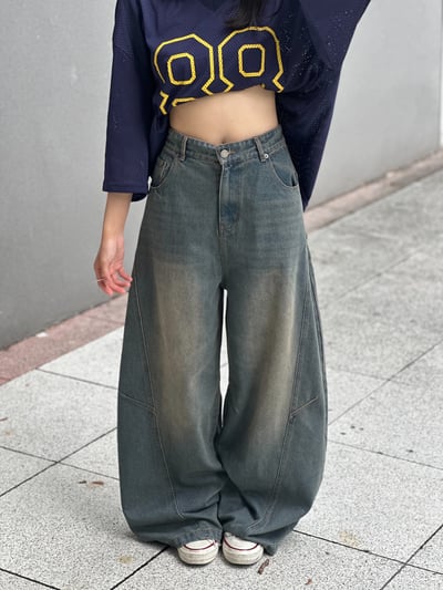 【現貨】街頭煙痕落地彎刀褲11