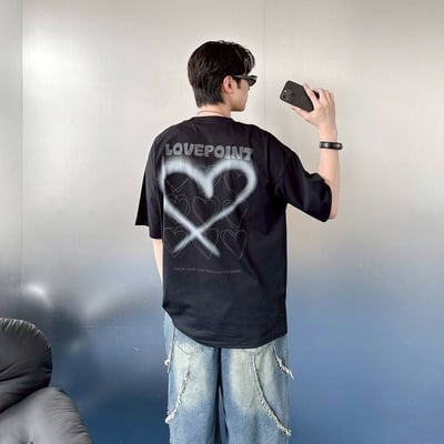 【SORONA® 涼感現貨】LOVEPOINT 愛心噴漆印花短T3