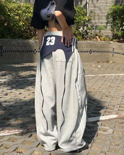 【誰都能駕馭!!!】美式撞色疊穿彎刀棉褲7