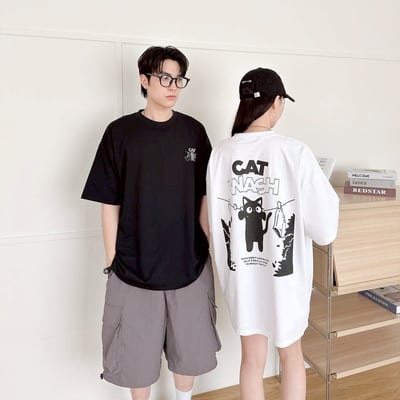 【SORONA® 涼感現貨】CAT WASH曬衣貓咪印花短T2