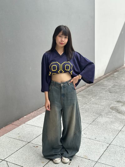 【現貨】街頭煙痕落地彎刀褲5