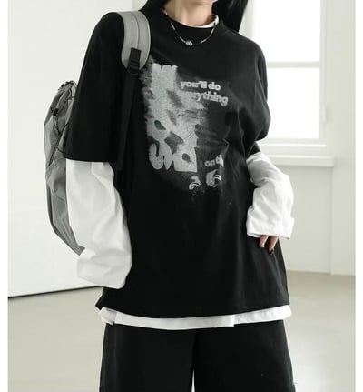 【現貨】幻影模糊字母印花短T2