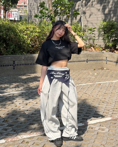 【誰都能駕馭!!!】美式撞色疊穿彎刀棉褲11