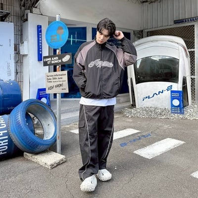 【現貨】Awesome 小高領刺繡織條風衣外套3