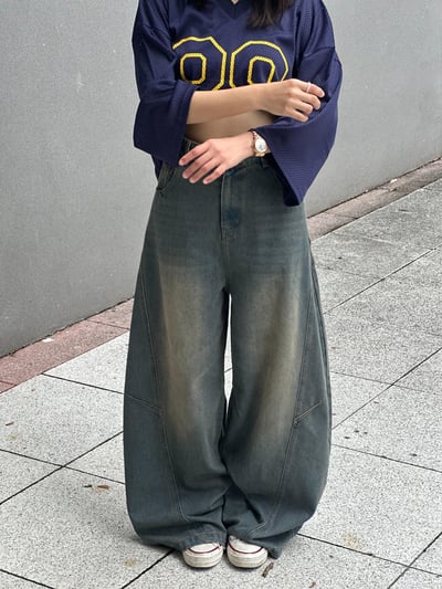 【現貨】街頭煙痕落地彎刀褲10