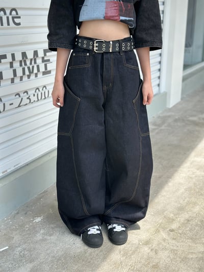 【爆款警告!!!】黑曜丹寧大口袋彎刀褲6