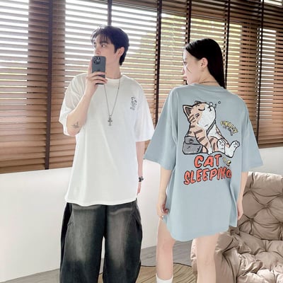 【現貨】CAT SLEEPING瞌睡貓塗鴉風印花短T2