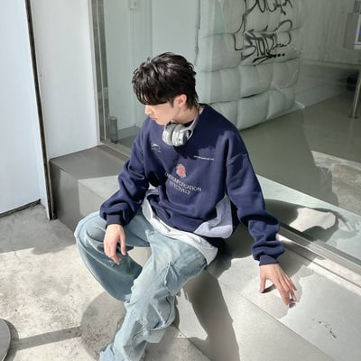 【現貨】OVERSIMPLIFICATION刺繡拼接大學T7