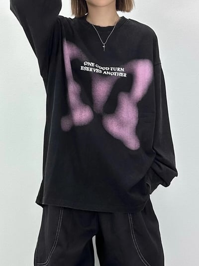 【現貨】噴墨蝴蝶長袖1