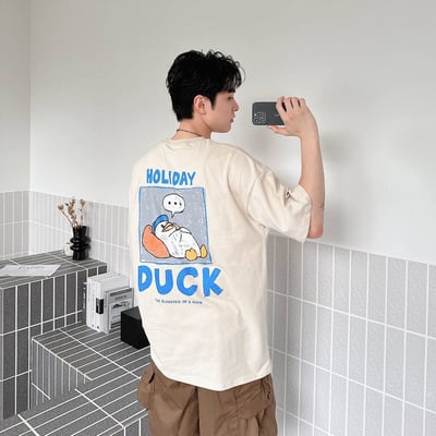 【現貨】懶散鴨手繪感短T5