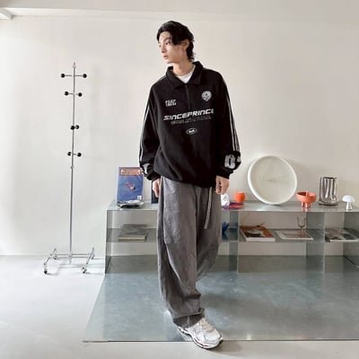 【現貨】SINCEPRINCE斑駁字體拉鍊POLO衫5