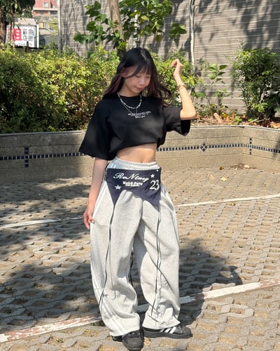 【誰都能駕馭!!!】美式撞色疊穿彎刀棉褲2