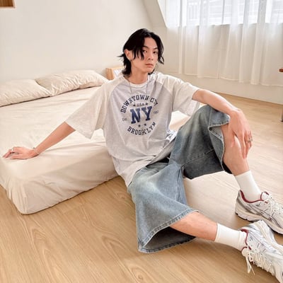 【現貨】NY撞色肩袖美式短T6