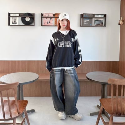 【現貨】美式條紋字V領風衣2