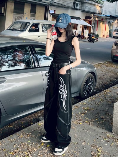 【預購】立體荊棘刺繡牛仔褲4