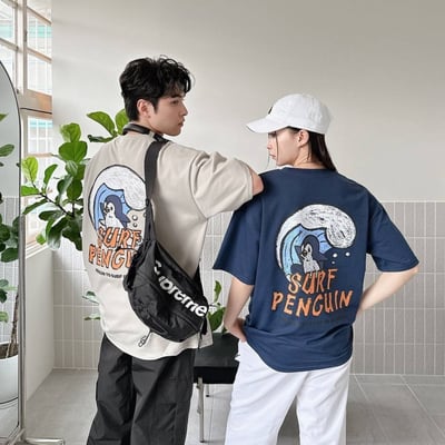 【現貨】衝浪企鵝手繪感短T1