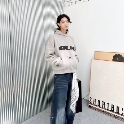 【現貨】AUR刺繡短寬版型帽T2