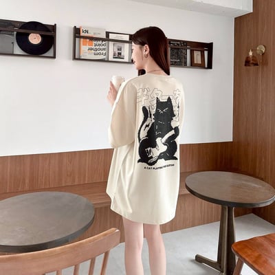 【現貨】像素吉他貓印花短T5