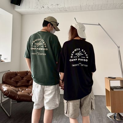 【現貨】露營獨木舟印花短T1