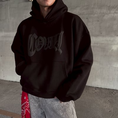 【現貨】黑暗系漂浮英文短寬BOXY帽T2