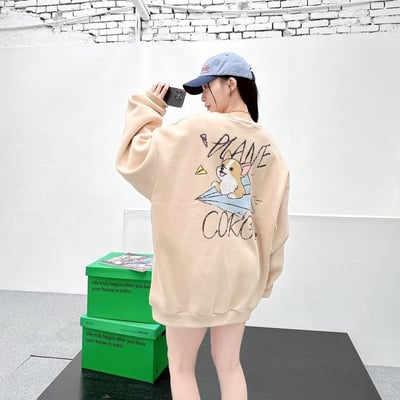 【現貨】紙飛機柯基插畫大學T3