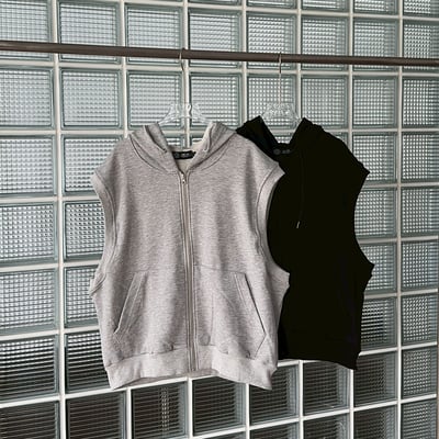 【現貨】高磅數高質感素面連帽拉鍊背心外套14