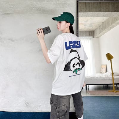 【現貨】LAZY 懶散熊貓塗鴉印花短T4