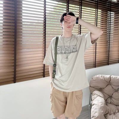 【現貨】三格河馬表情表情印花短T4