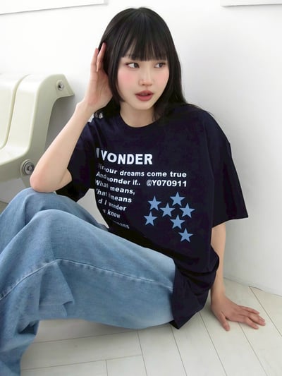 【現貨】韓系字母印花星星圖案短T2