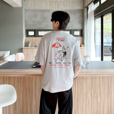 【現貨】美式PIZZA攤印花短T1