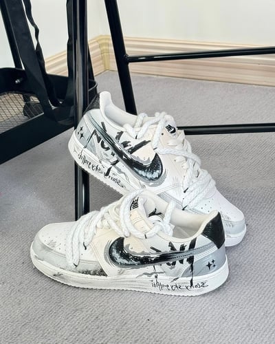 【訂製款】Nike Court Vision 灰痕塗鴉7