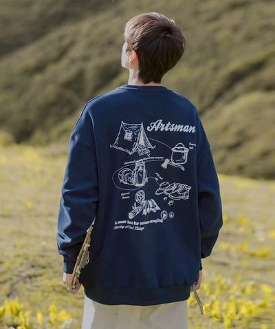 【現貨】塗鴉露營帳篷牛奶絨大學T3