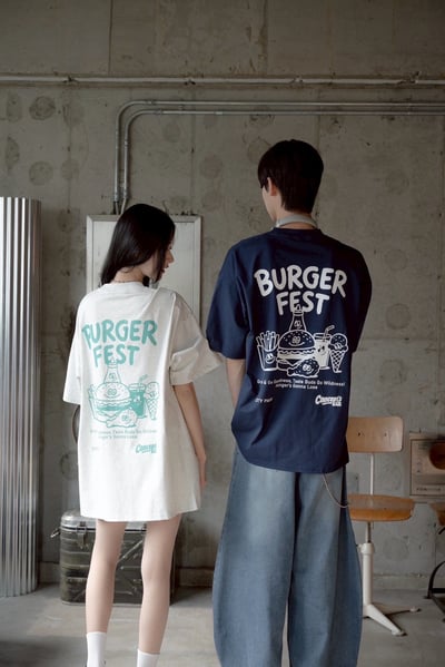 【SORONA® 涼感現貨】BURGER FEST速食套餐印花短T1