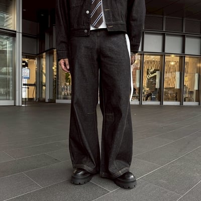 【現貨】高腰丹寧雅痞闊腿褲1