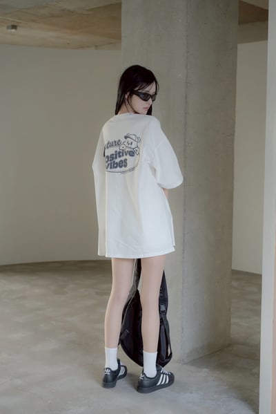 【現貨】Positive潮流帽子熊印花短T8