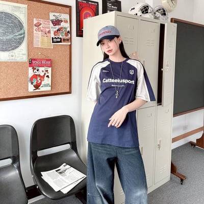 【SORONA® 涼感現貨】Catteeiusport賽車風拼接印花短T6