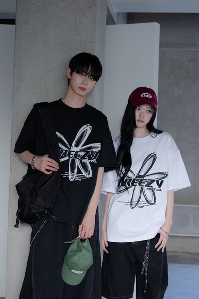 【現貨】刺繡BREEZY手袖花朵印花短T4