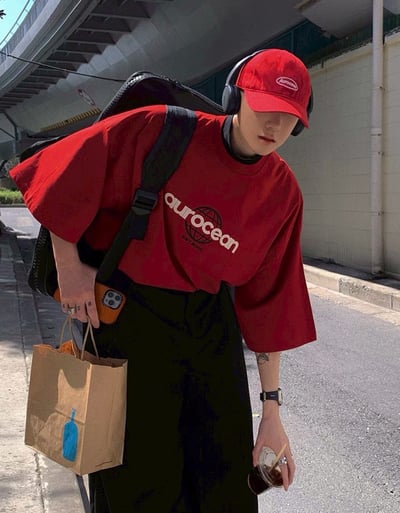 【現貨】撞色現代感地球短T5