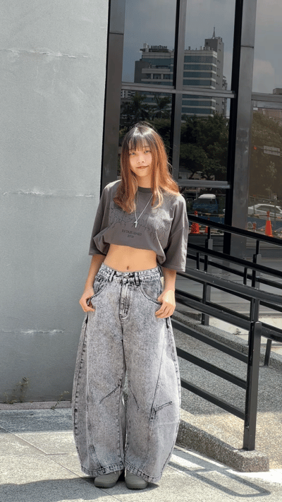 【爆款現貨】灰隕星塵刷色彎刀褲9