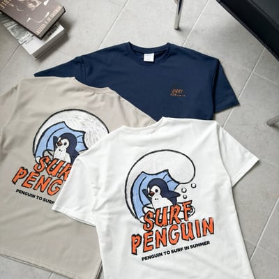 【現貨】衝浪企鵝手繪感短T9