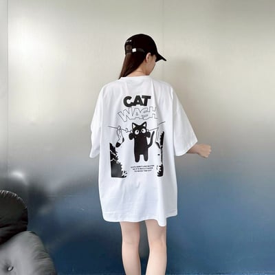 【SORONA® 涼感現貨】CAT WASH曬衣貓咪印花短T4