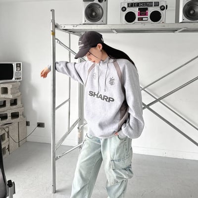 【廠商斷貨最後機會】SHARP拼接撞色帽T7