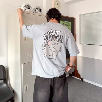 【現貨】CAT STRETCH貓咪伸展塗鴉感印花短T1