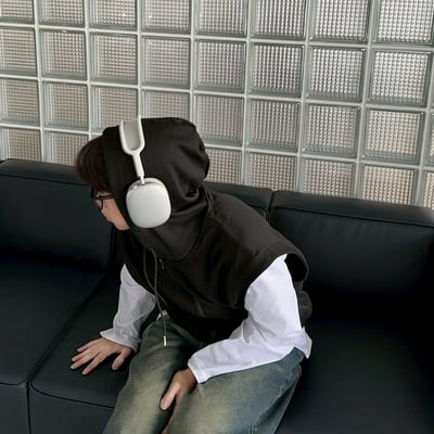 【現貨】高磅數高質感素面連帽拉鍊背心外套5