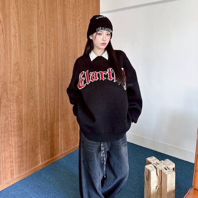 【現貨】哥德字撞色毛衣8